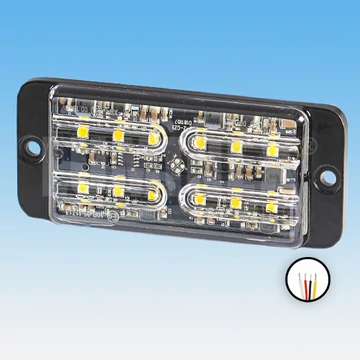 Villogó LED stroboszkóp sárga 12xLED 9-33V 120x52x14mm