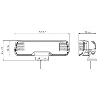Munkalámpa LED 4000 Lumen + LED helyzetjelző 10-30V 400mm kábellel 163x45x51mm