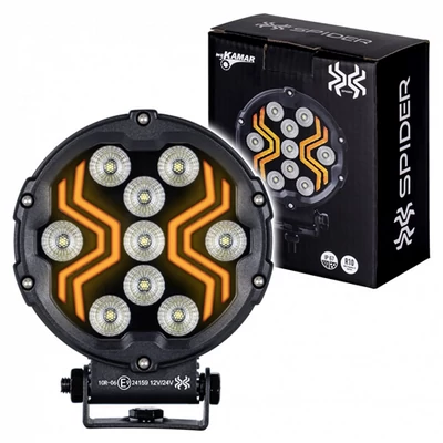 Munkalámpa LED helyzetjelzővel X-SPIDER 3 kerek  alu ház 9 LED 12/24V