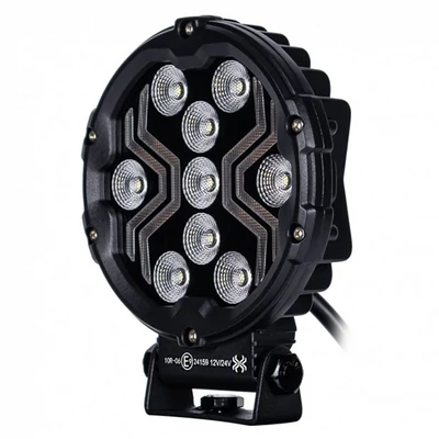 Munkalámpa LED helyzetjelzővel X-SPIDER 3 kerek  alu ház 9 LED 12/24V