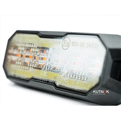 Villogó stroboszkóp 12 LED + első helyzetjelző 42 LED 16-féle villogási program sárga 12-24V