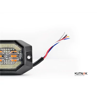 Villogó stroboszkóp 12 LED + első helyzetjelző 42 LED 16-féle villogási program sárga 12-24V