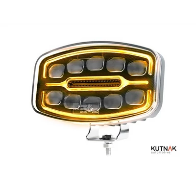 Távfényszóró LED fehér/sárga helyzetjelzővel 12/24V 1400lm 245×139mm