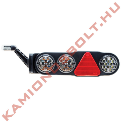 Lámpa hátsó 7 funkciós LEDes háromszögprizmás bal FUTURE gumilámpával 10-30V
