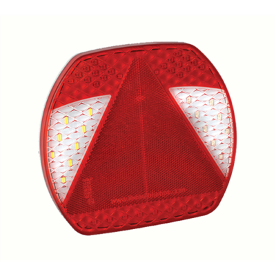 Lámpa hátsó LED utánfutó háromszög prizmás 4 funkciós ködös bal