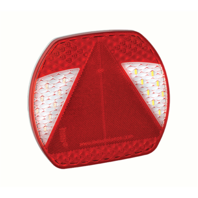 Lámpa hátsó LED utánfutó háromszög prizmás 4 funkciós tolatós jobb