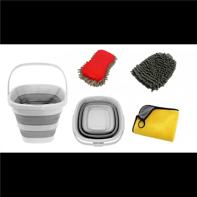 Autóápoló készlet szivacs+ összecsukható vödör 