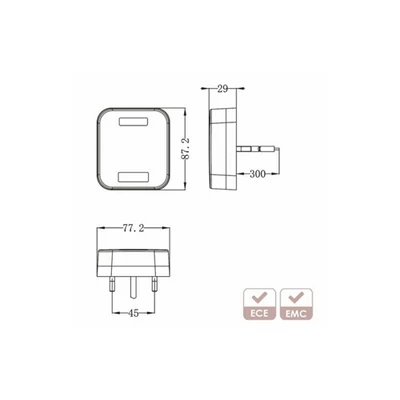 Tolatólámpa kocka LED-es 16 LED 1.9W 77x87mm