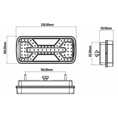 Lámpa hátsó univerzális LED-es ködös 24cm kábel kivezetéssel X-SPIDER bal 12/24V + rendszámvilágítás
