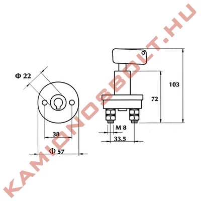 Áramtalanító kicsi piros kulcsos 100/500A 