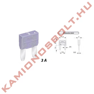 Biztosíték késes kicsi 3A