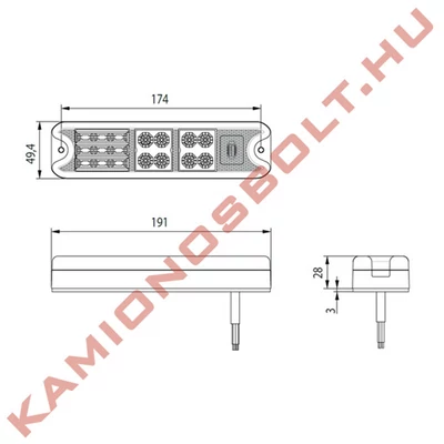 Lámpa hátsó LEDes 3 funkciós