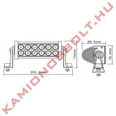 Munkalámpa LED Panel 36W 12 LED 252mm