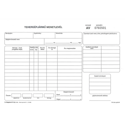 Nyomtatvány menetlevél A4