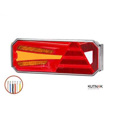 Lámpa hátsó pótkocsi LED-es háromszög prizmás 8 funkciós 350x131mm jobb