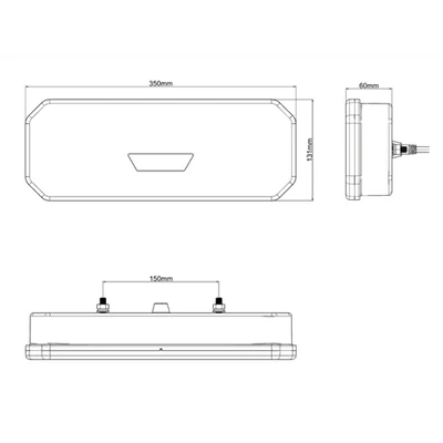 Lámpa hátsó pótkocsi LED-es háromszög prizmás 8 funkciós 350x131mm jobb