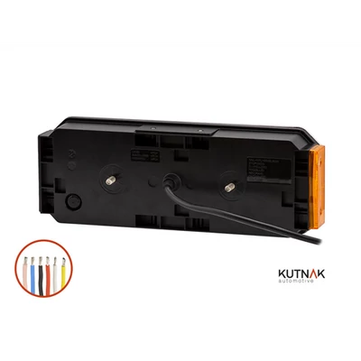 Lámpa hátsó pótkocsi LED-es háromszög prizmás 8 funkciós 350x131mm jobb