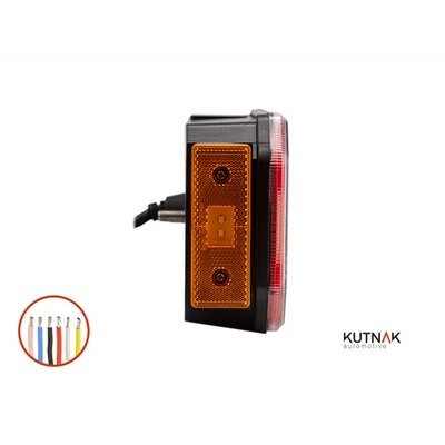 Lámpa hátsó pótkocsi LED-es háromszög prizmás 8 funkciós 350x131mm jobb